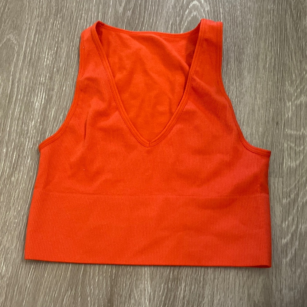Red Low Cut Tank Crop Top